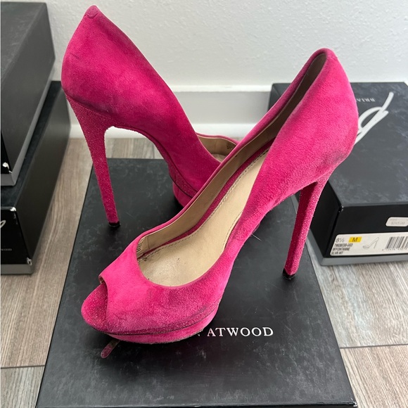 Brian Atwood B Heels - Pink Suede - size 8 - BARBIE vibe 💖 - Picture 2 of 10